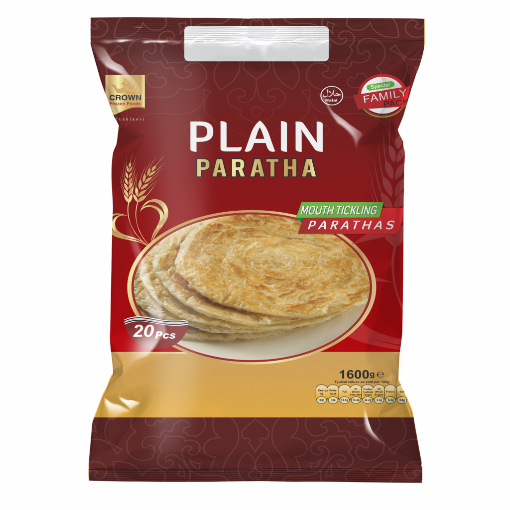 Crown Family Pack of Frozen Parathas Without Additives (20 pieces) 1600g